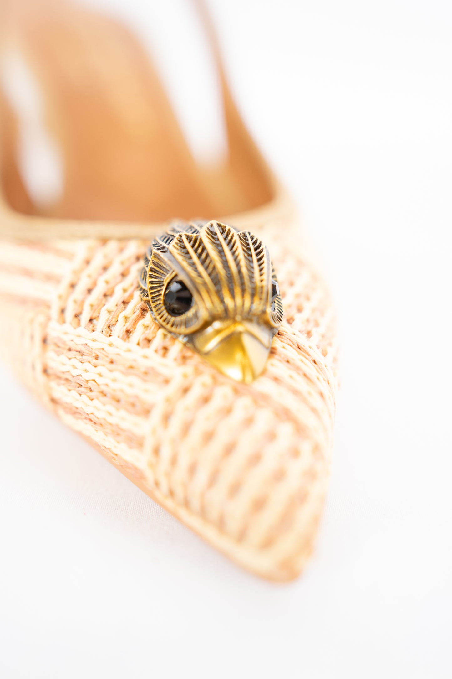 Kurt Geiger Brown Woven Pointed Toe Slingback Heels