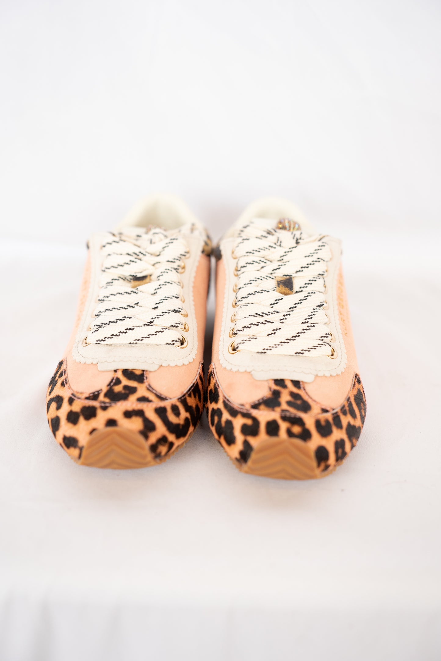 Kurt Geiger Pink Leopard Print Zebra Low Rise Sneakers w Logo