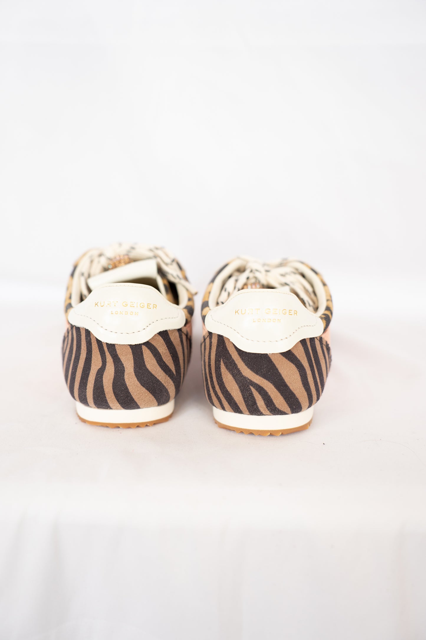 Kurt Geiger Pink Leopard Print Zebra Low Rise Sneakers w Logo