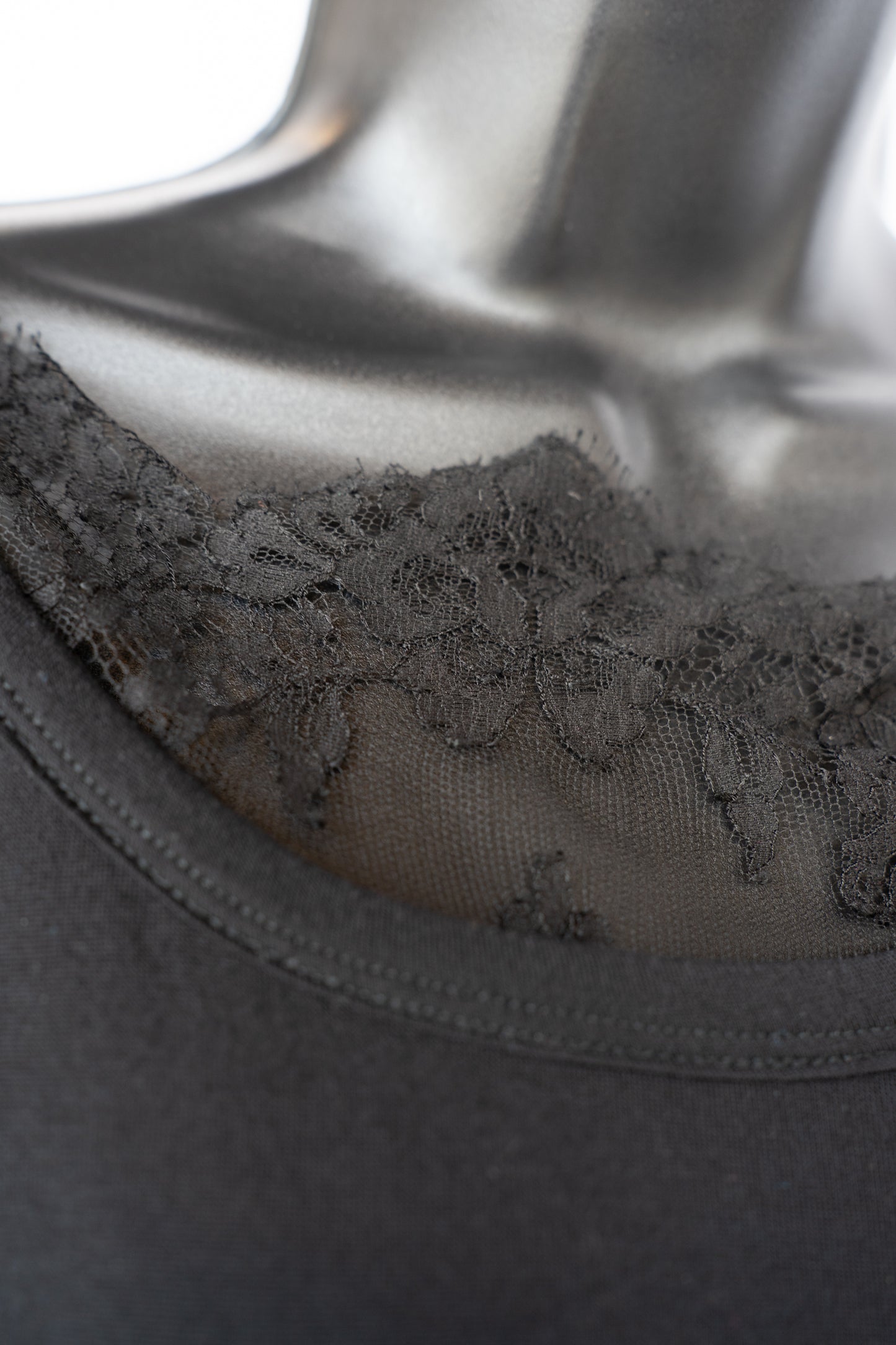 Red Valentino Black Lace Neckline Short Sleeve T-Shirt