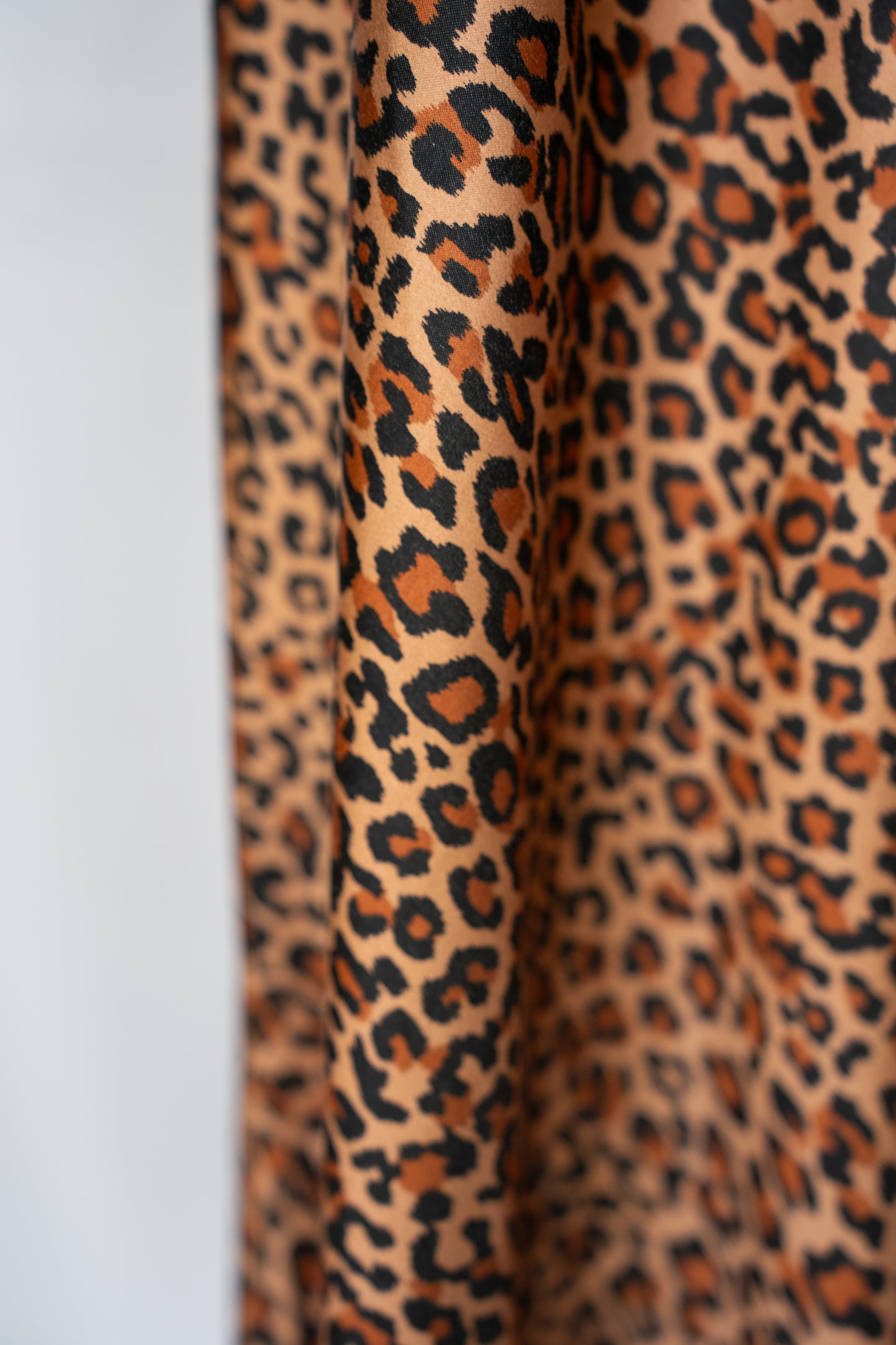 Something Navy Satin Brown Leopard Print Midi Skirt