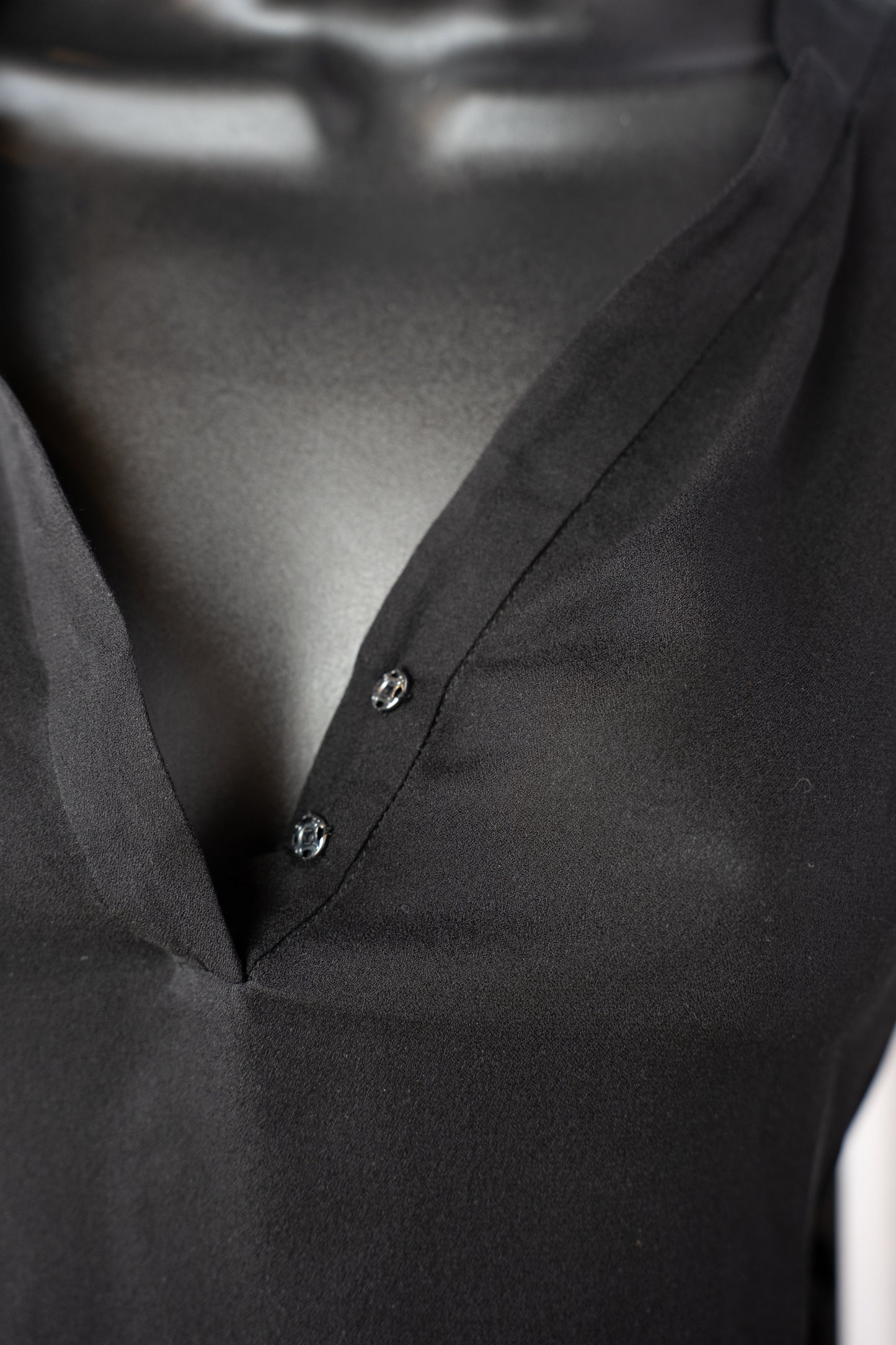 Elizabeth and James Silk Black Half Button Long Sleeve Blouse