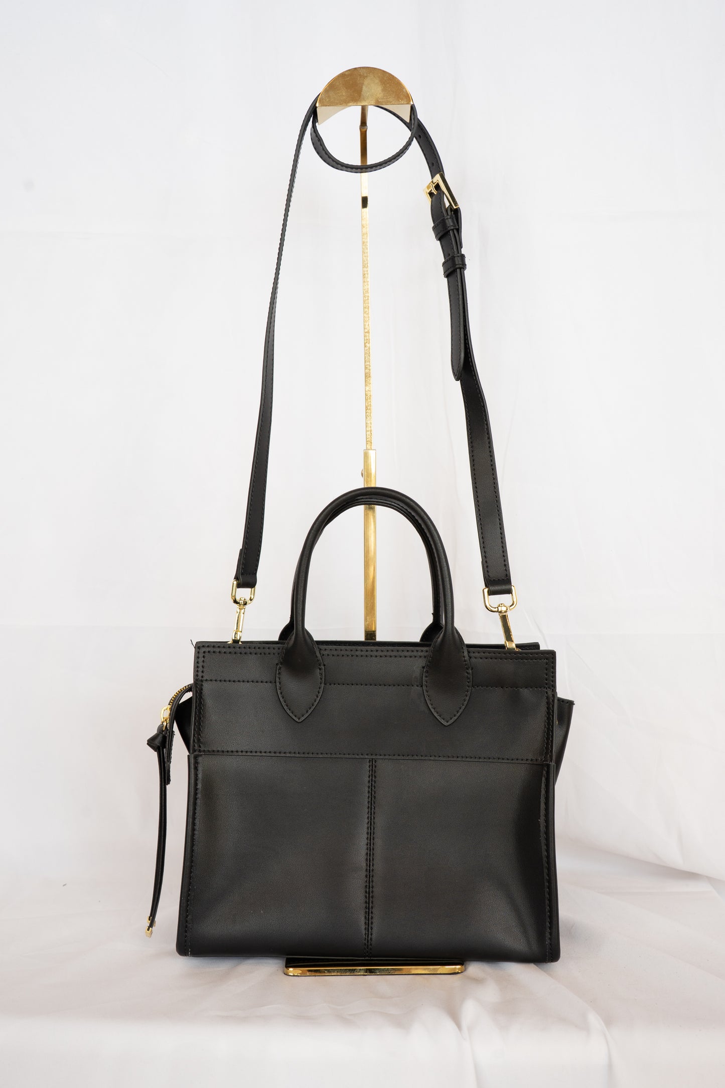 Ted Baker Black Leather Double Front Zip Top/Handle Crossbody Tote