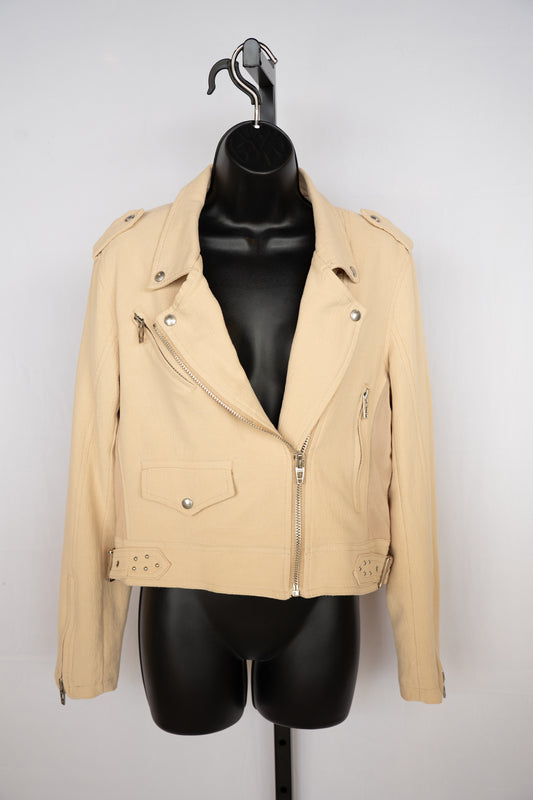 Blank NYC Beige Zip Up Moto Jacket