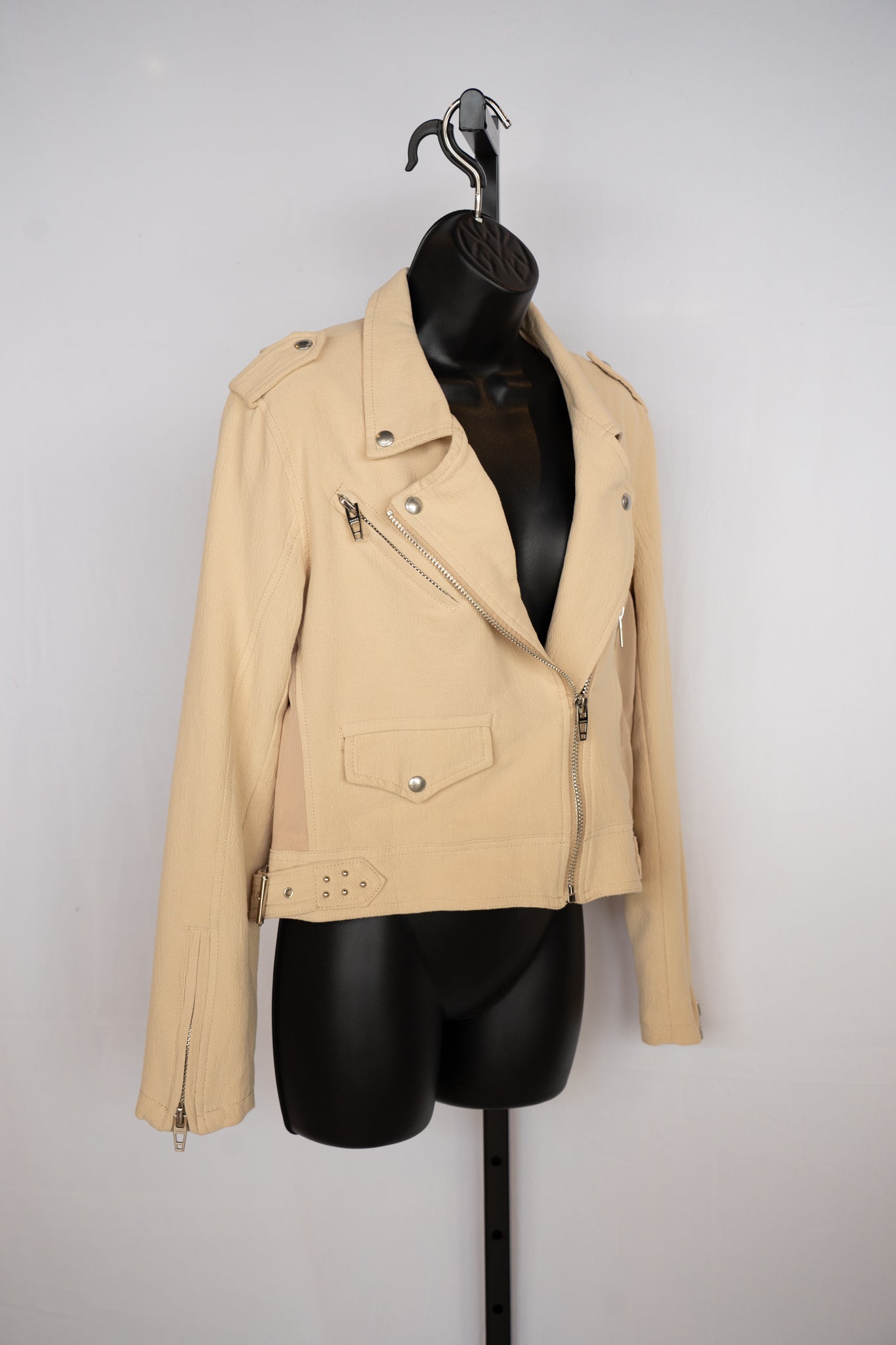 Blank NYC Beige Zip Up Moto Jacket