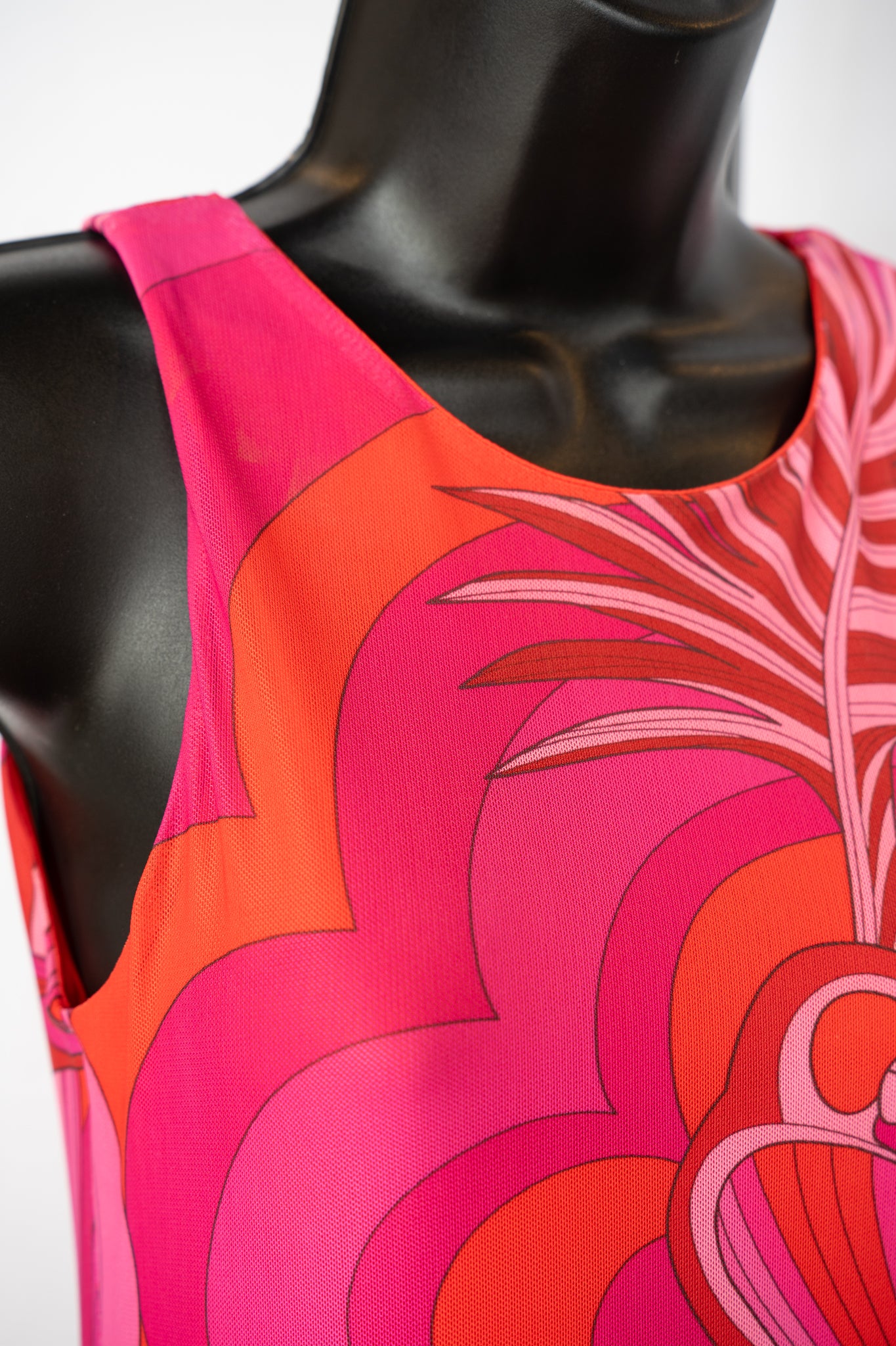 Farm Rio Mesh Pink Orange Abstract Sleeveless Midi Dress