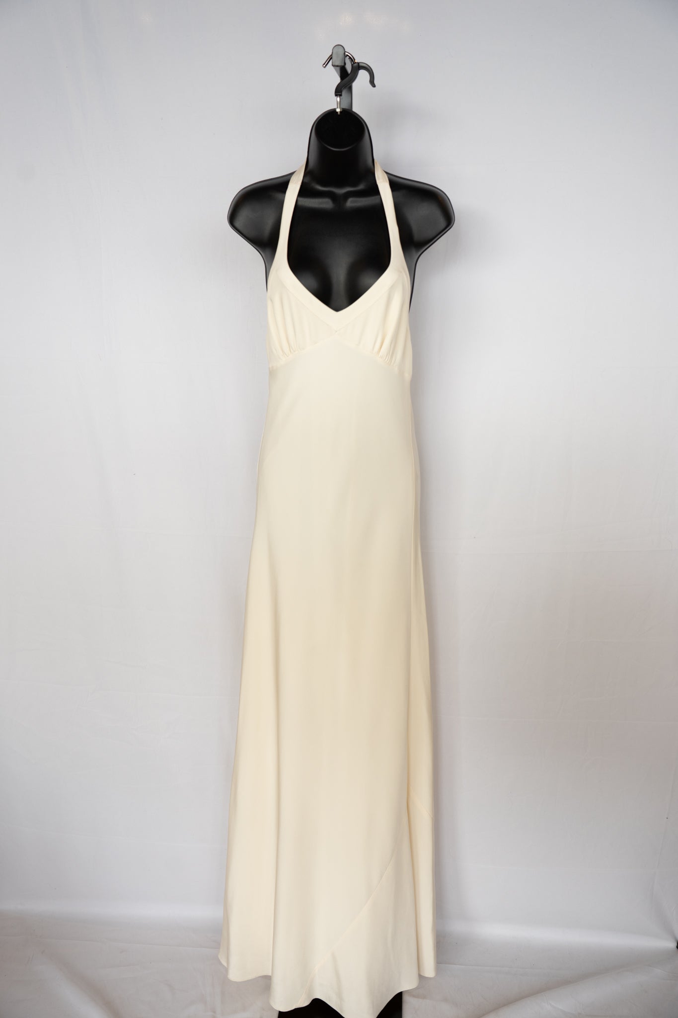 J Crew Ivory Silk Halter-Neck Open Back Full-Length Gown NWT