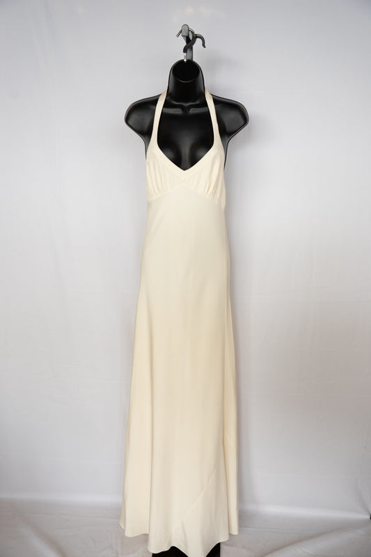 J Crew Ivory Silk Halter-Neck Open Back Full-Length Gown NWT