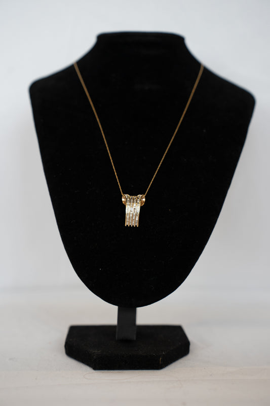 Helzberg Diamonds 10K Gold w 4 Wave Diamond Necklace
