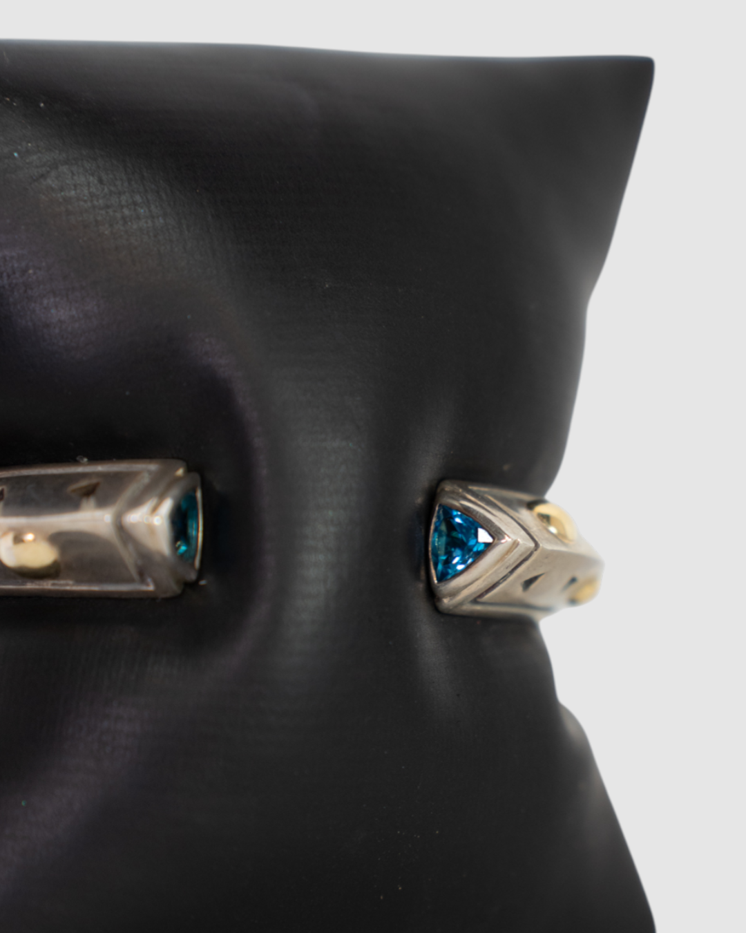 John Atencio Sterling Silver 18K Gold Blue Stone Triangular Cuff Bracelet