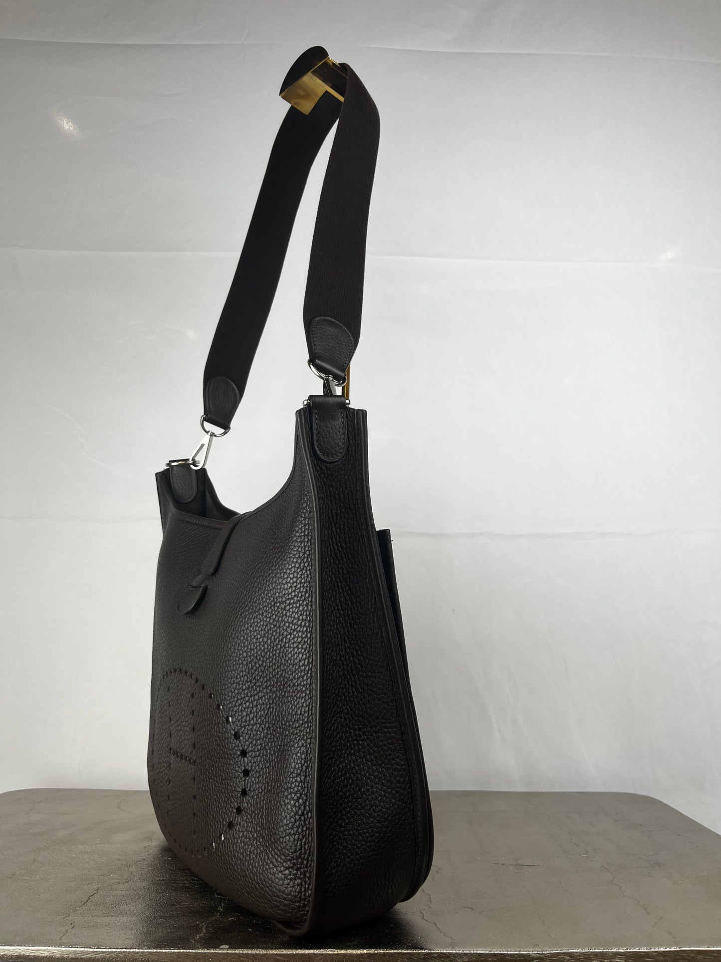 Hermes Chocolate Brown Evelyn GM Handbag