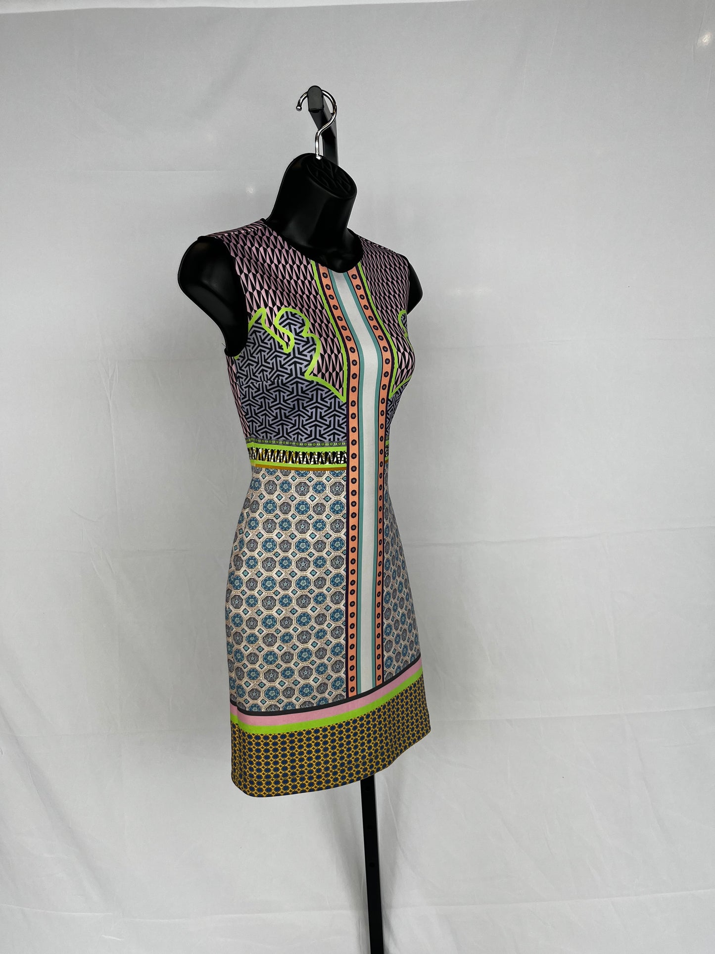 Clover Canyon Multi-Color Multi-Pattern High-Neck Sleeveless Mini Dress