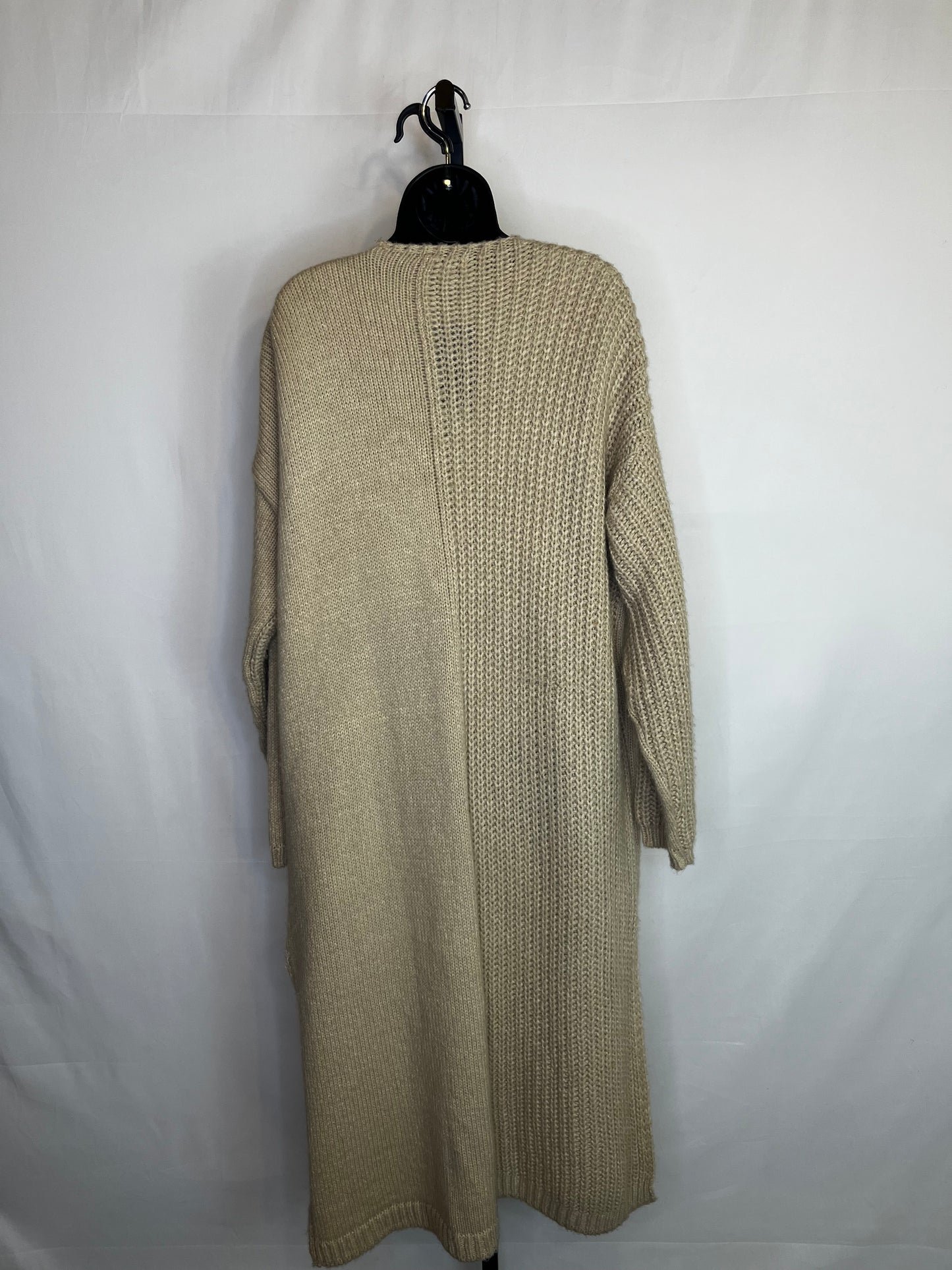 Topshop Light Brown Knit Open Face Long Sleeve Full-Length Cardigan w Pockets