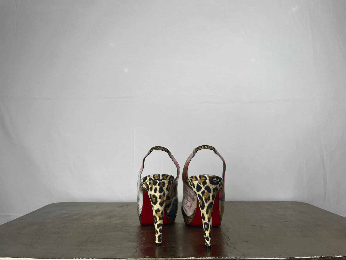 COMES WITH BOX - Christian Louboutin Winter Trash PVC Peep Toe Sling Back Pumps