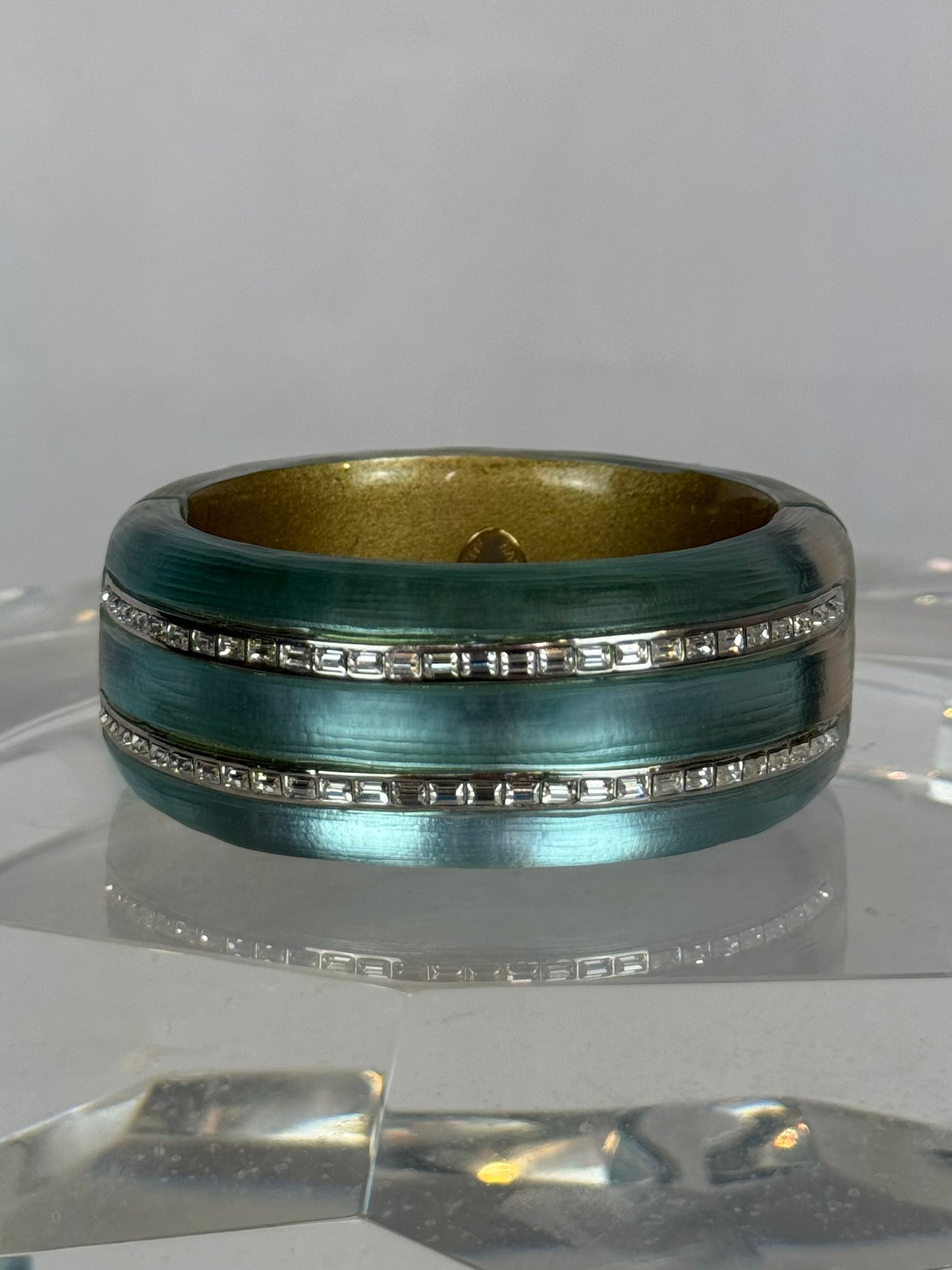 Alexis Bittar Aqua "Frosted" Crystal Accent Magnetic Bangle Bracelet