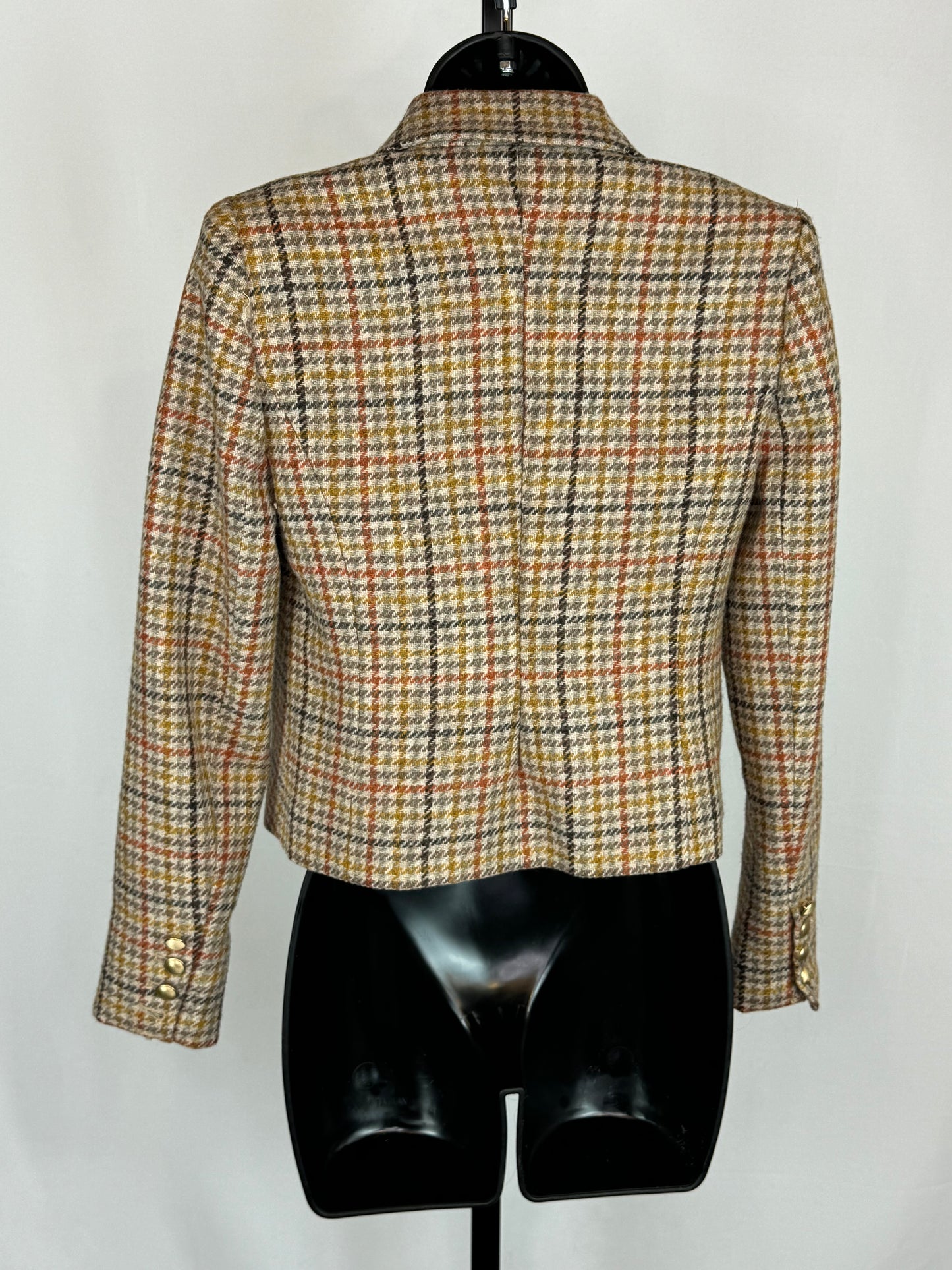 L'agence Brown Orange Plaid Cropped Blazer
