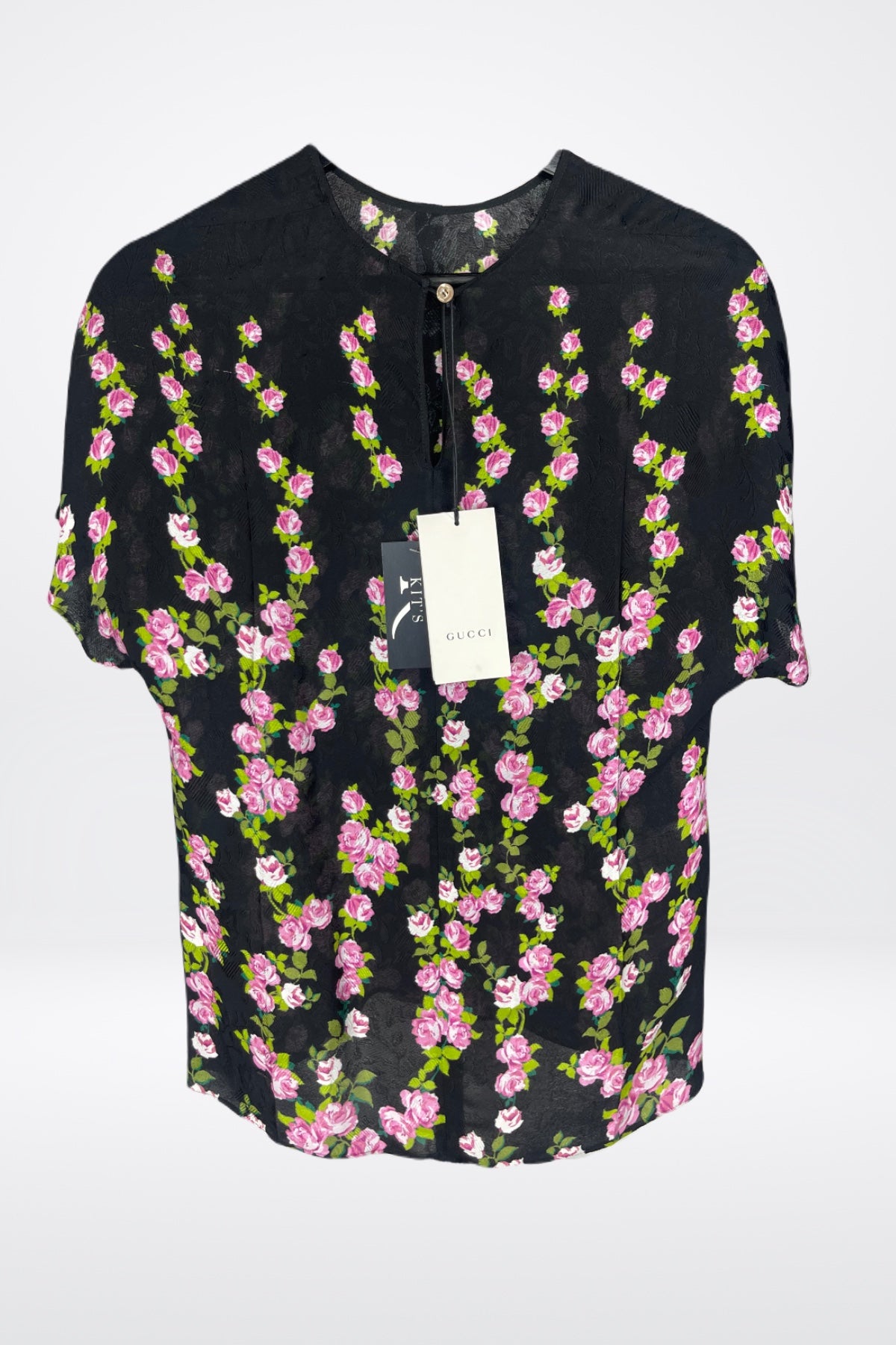 Gucci Roses Print Short Sleeve Blouse NWT
