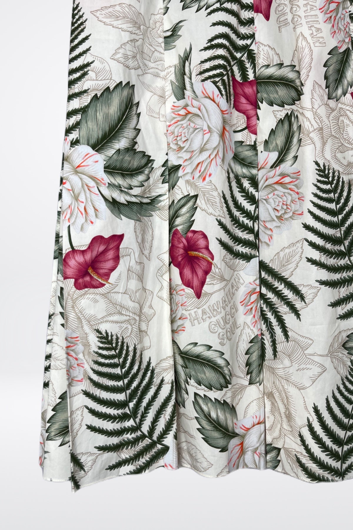Gucci White w Red & Green Floral Short Sleeve Square-Neck "Hawaiian Dream Dress" NWT