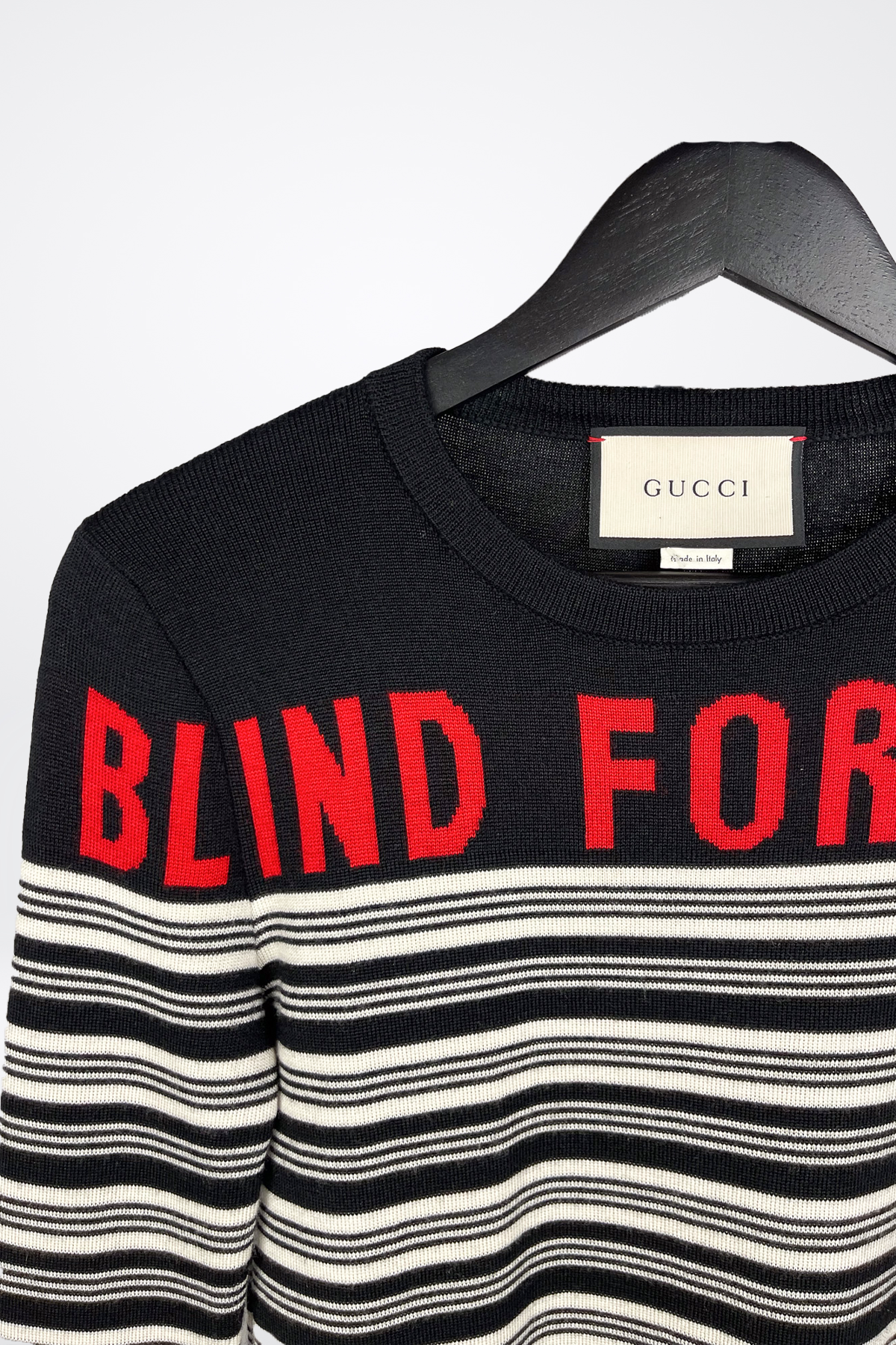 Gucci "Blind For Love" Striped Cashmere Sweater
