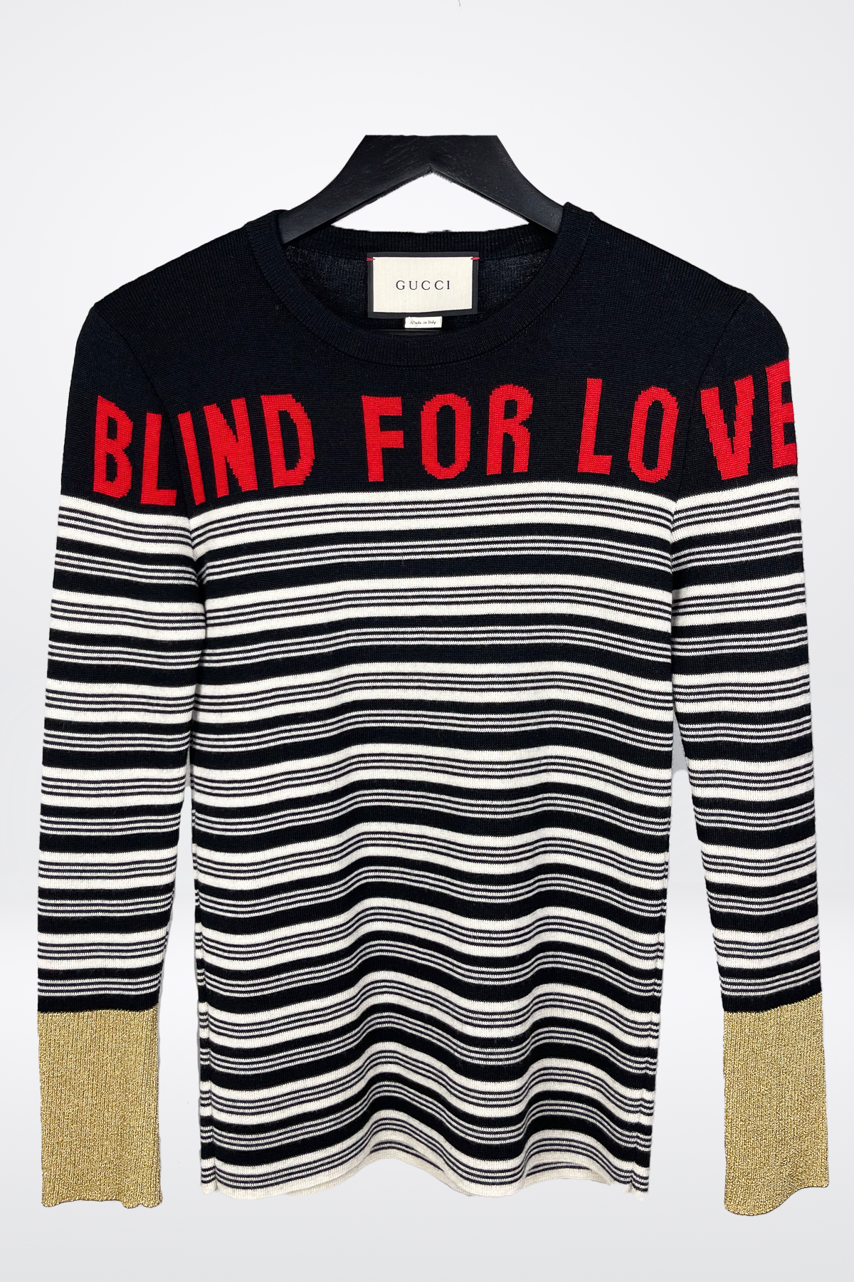 Gucci "Blind For Love" Striped Cashmere Sweater