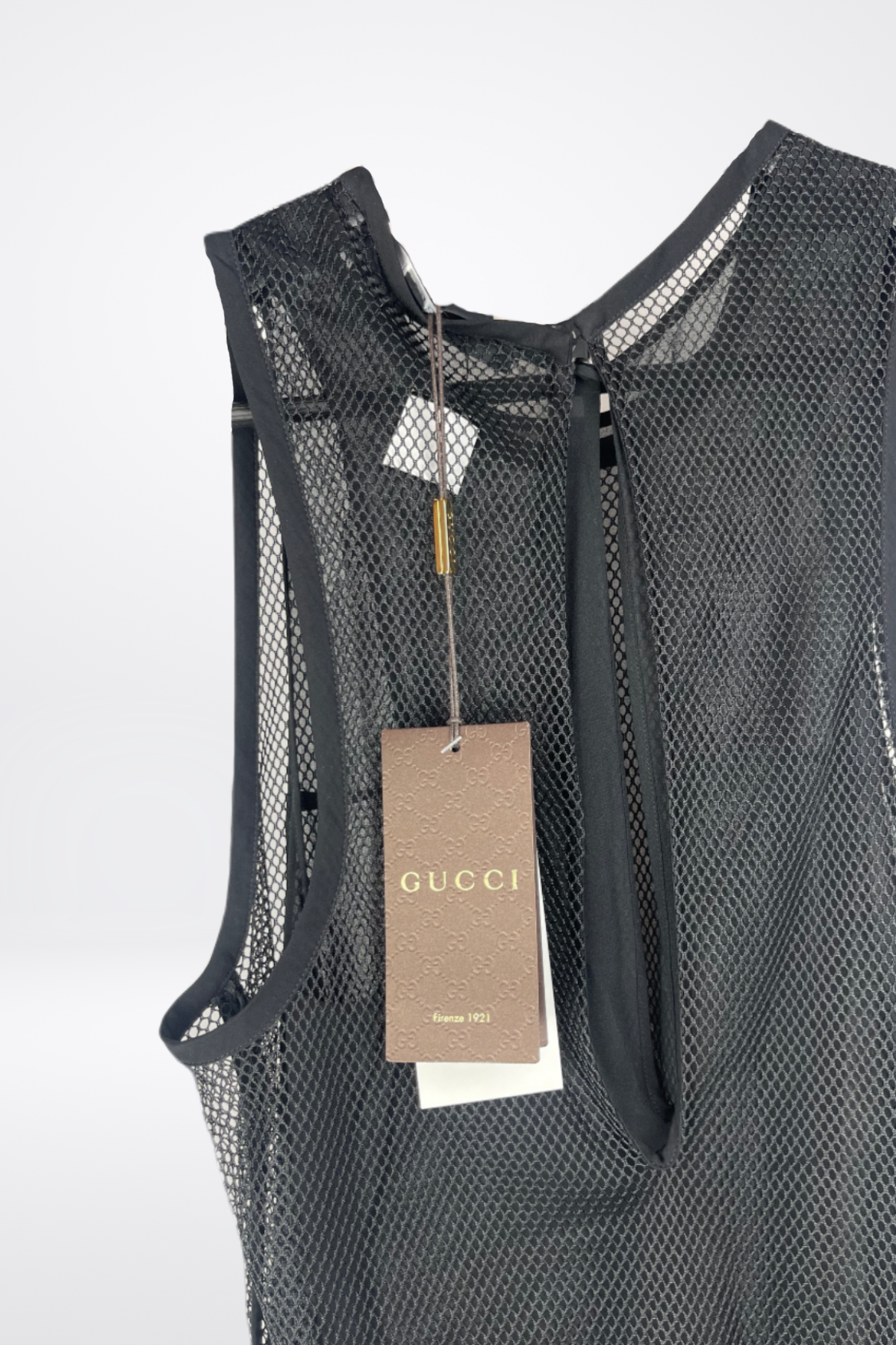 Gucci Crew Neck Layered Net Sleeveless Top NWT