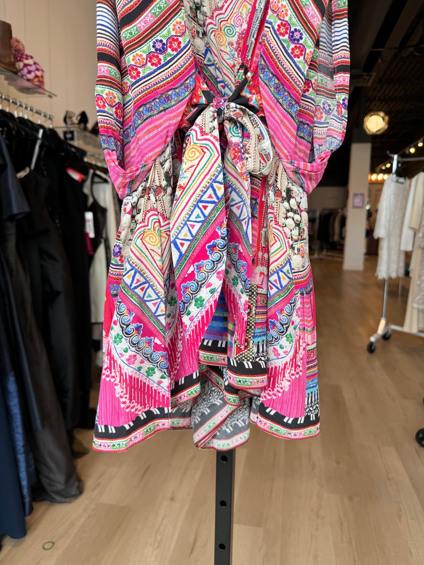 Camilla Silk Multi Color/Beaded Embellished Sleeveless Tie Waist Romper