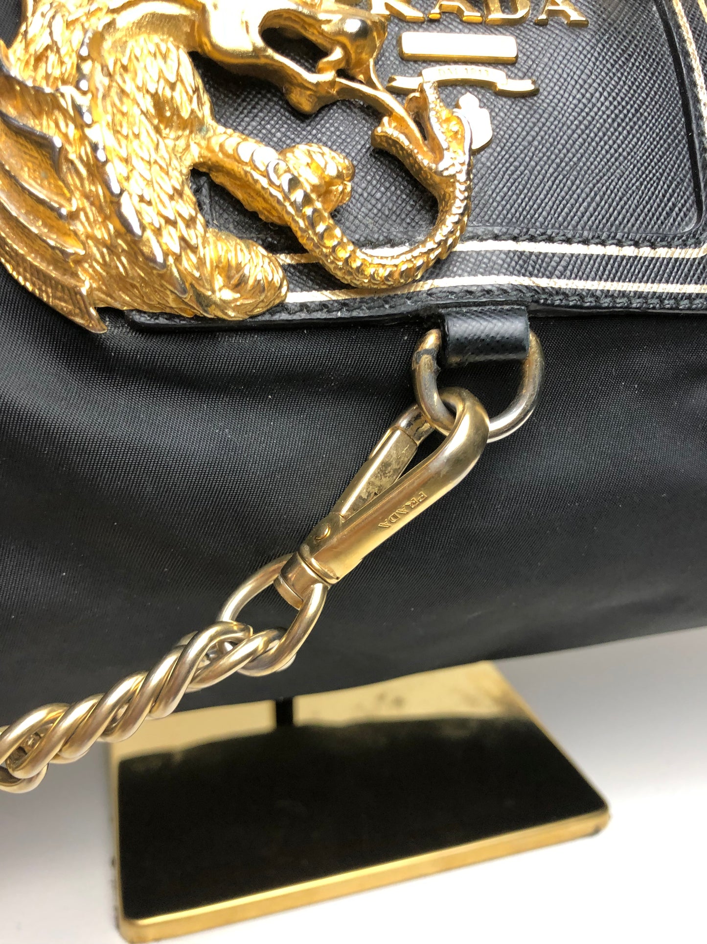 Prada Tessuto Nylon Saffiano Animalier Shoulder Bag