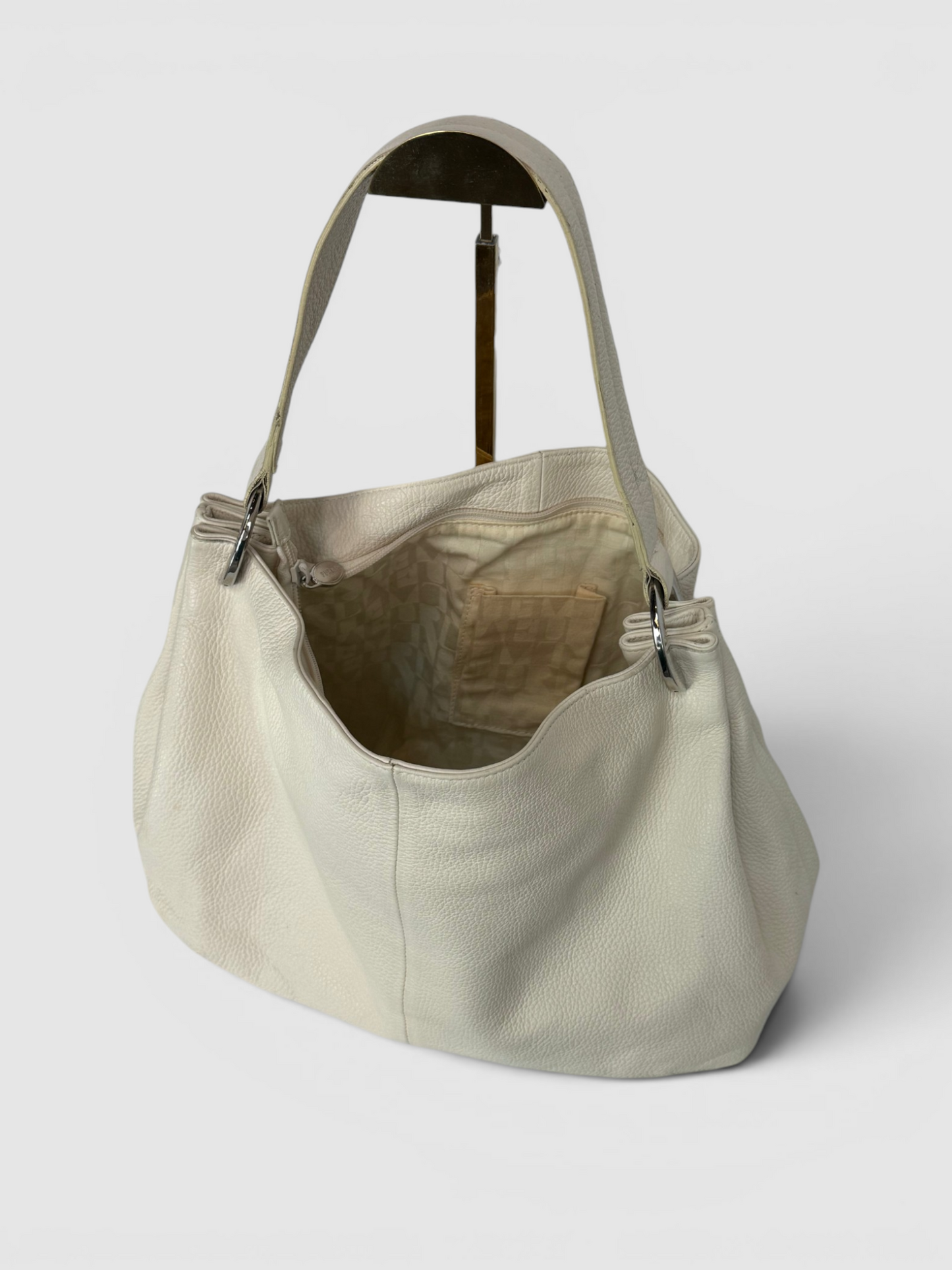 Furla Cream Leather Tote w Silver Hardware