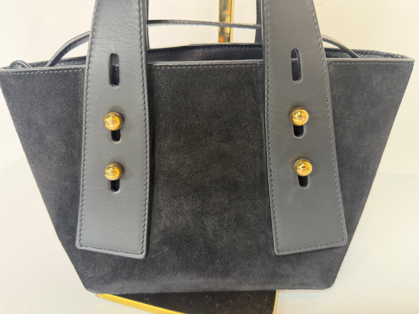Frame Suede Black & White Color Block Les Second Mini Crossbody Bag