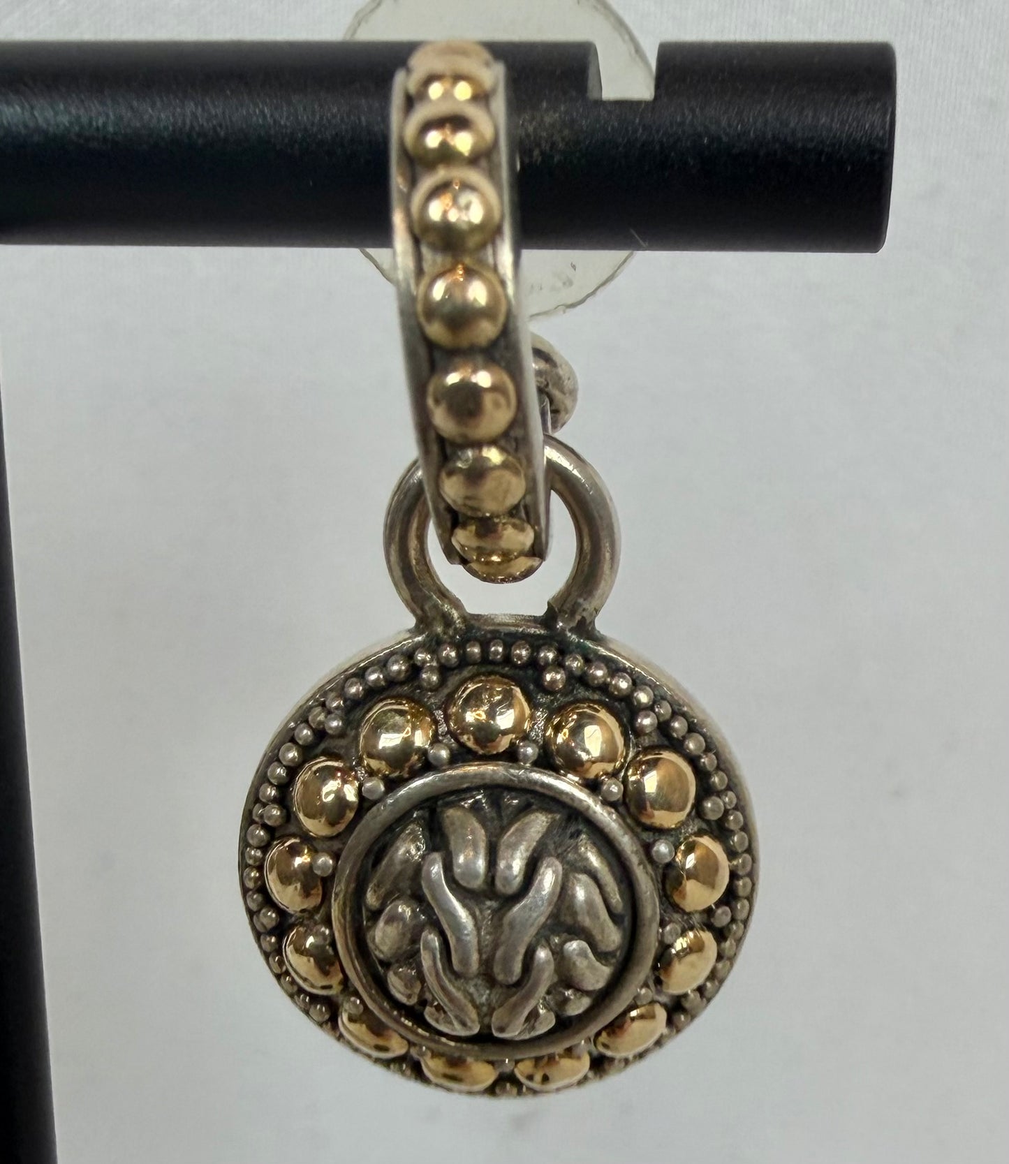 John Hardy 18K Yellow Gold Sterling Silver Palu Bulan Hoop/Drop Earrings