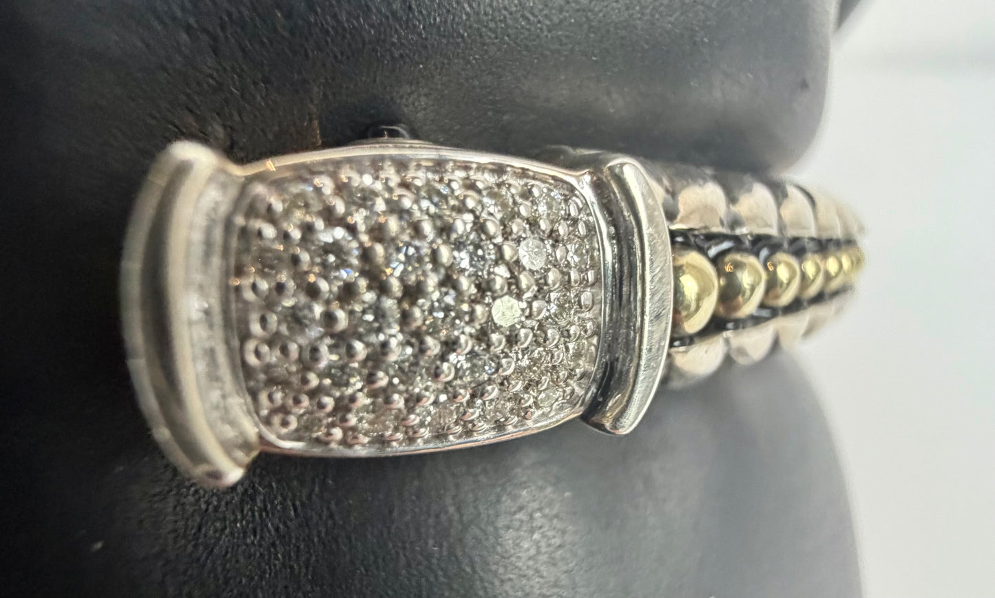 John Atencio Sterling Silver 14K Yellow Gold Prasiolite Gemstone Cuff Bracelet