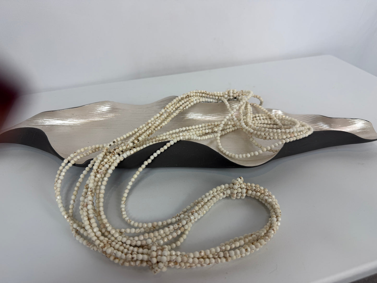 COMES WITH DUSTBAG - Brunello Cucinelli White Mini Beaded Multi Strand Necklace