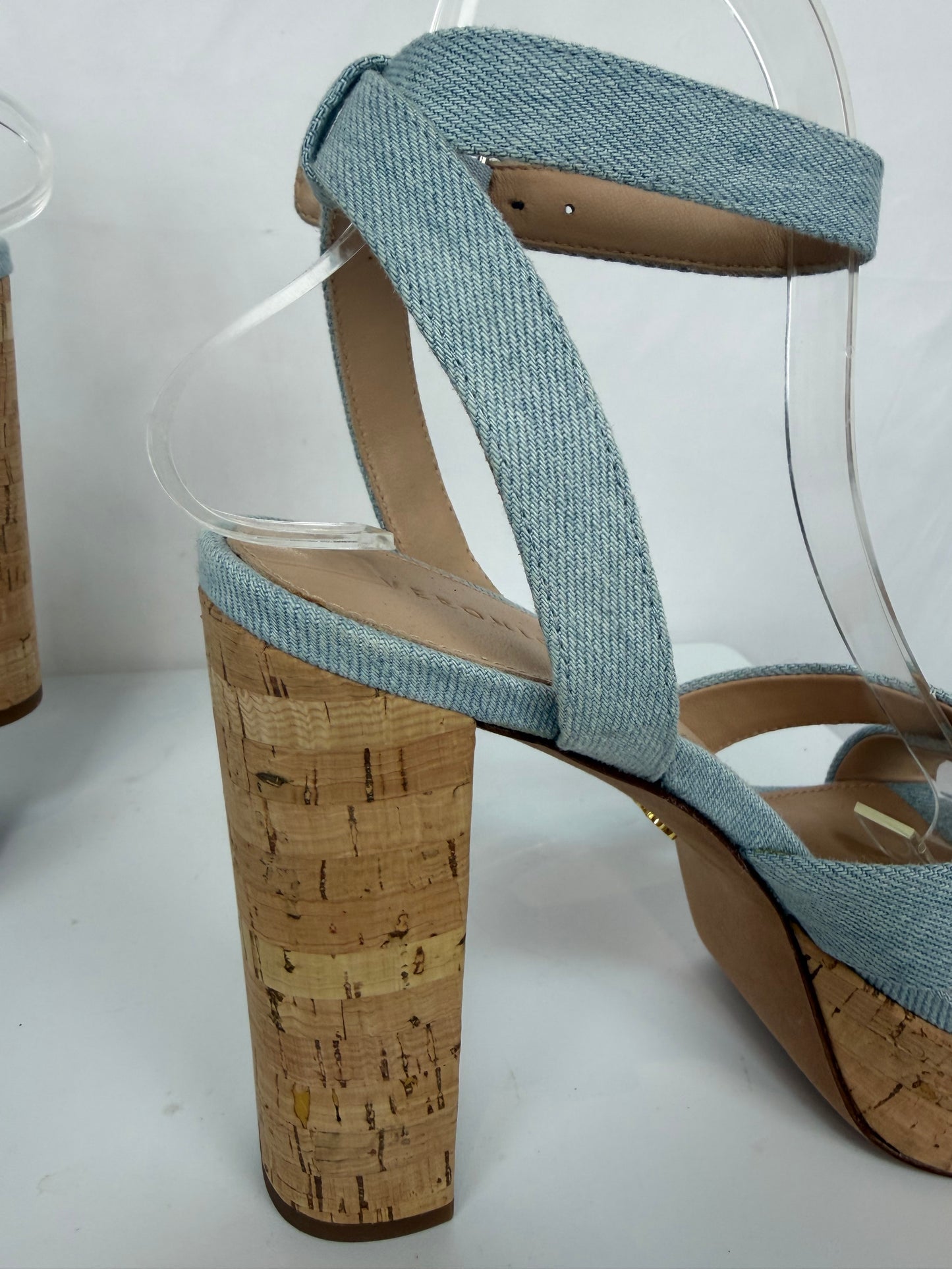 Veronica Beard Denim Platform Block Cork Heels