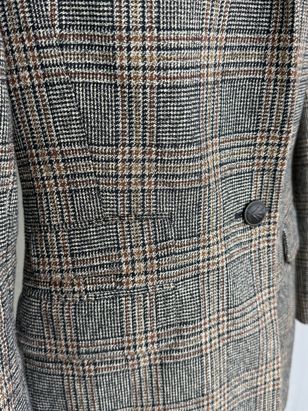 Rag & Bone Black Brown & Yellow Houndstooth Collarless Blazer