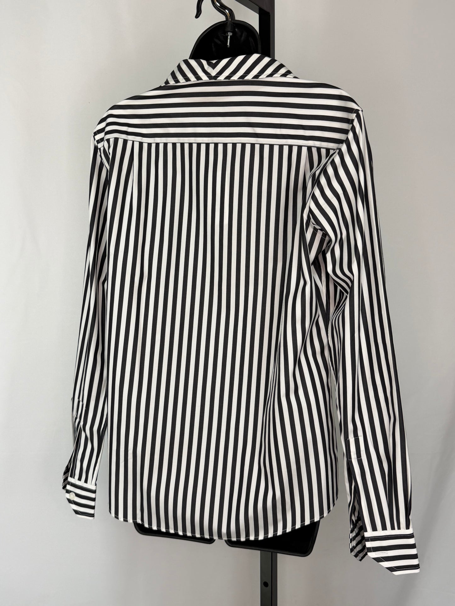 Sarah Alexandra Black & White Stripe Collared Long Sleeve Button Up Blouse NWT