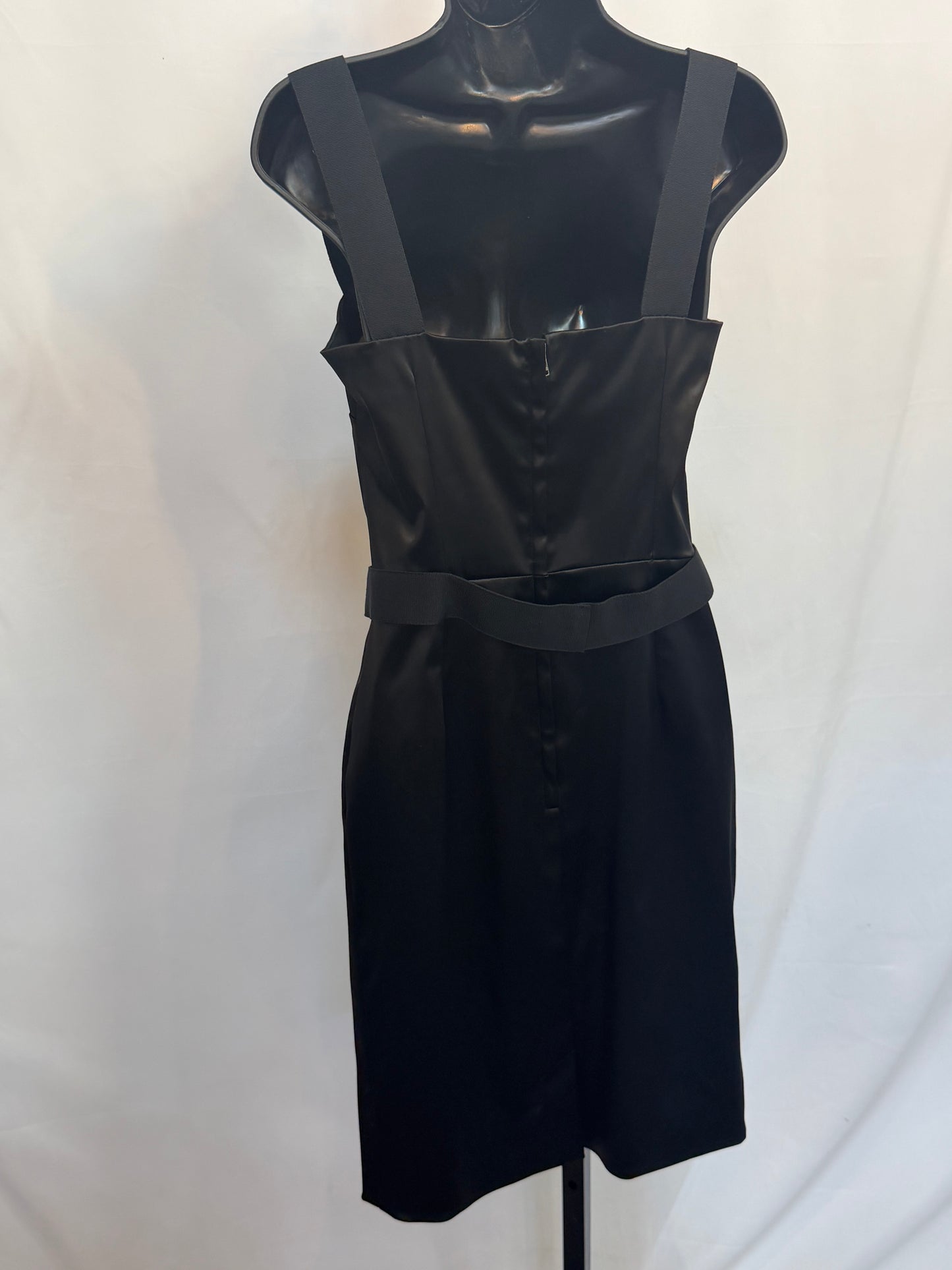 Dolce & Gabbana Black Satin Sleeveless Knee-length Dress