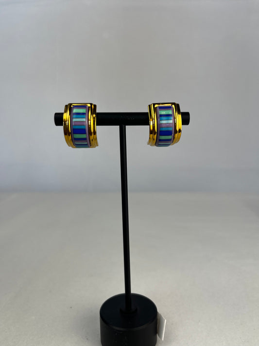 Hermès Gold Toned Vintage Enamel Clip-On Earrings
