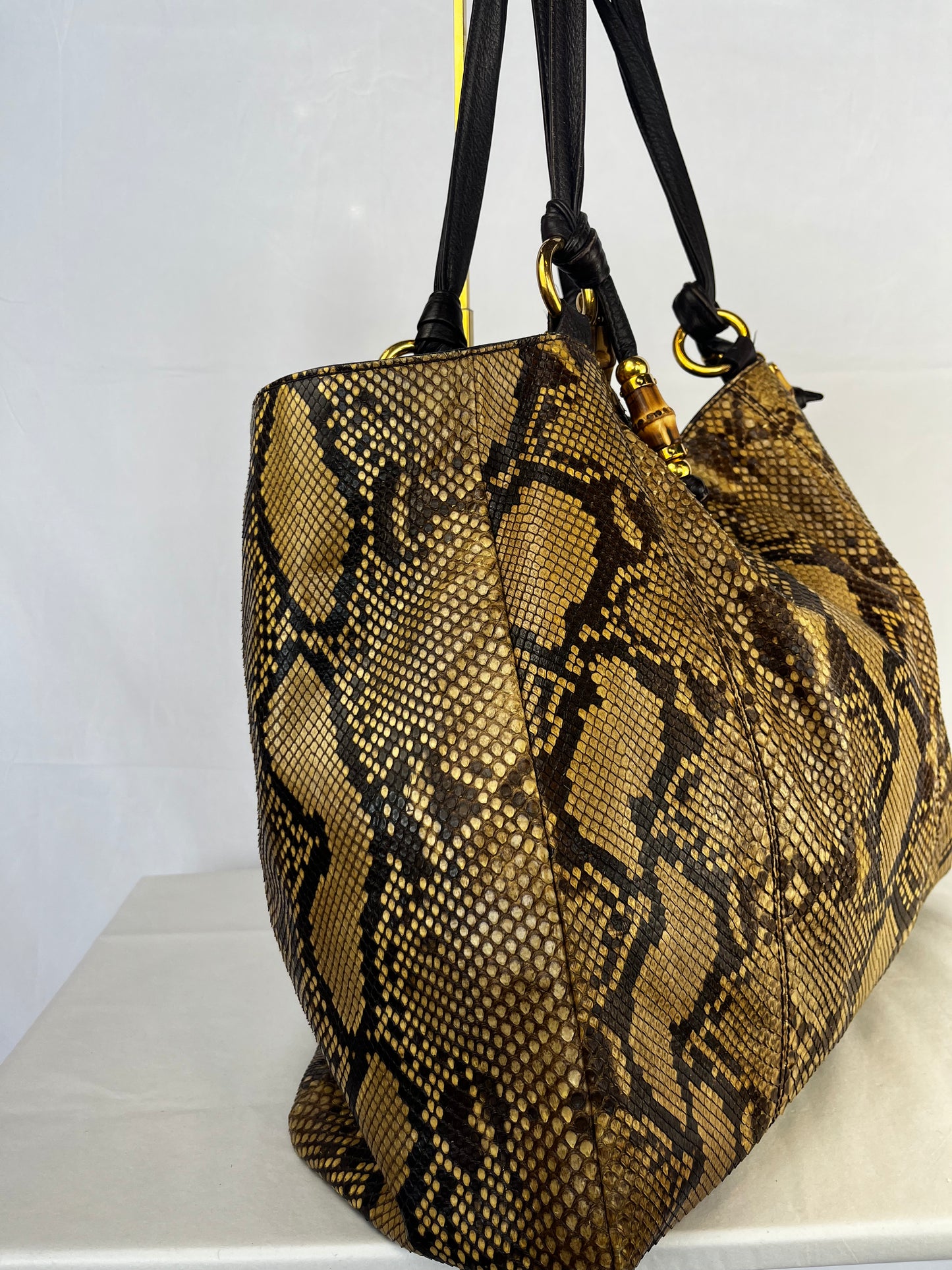 Gucci Genuine Python Tote w Bamboo Beaded Tassels Tote
