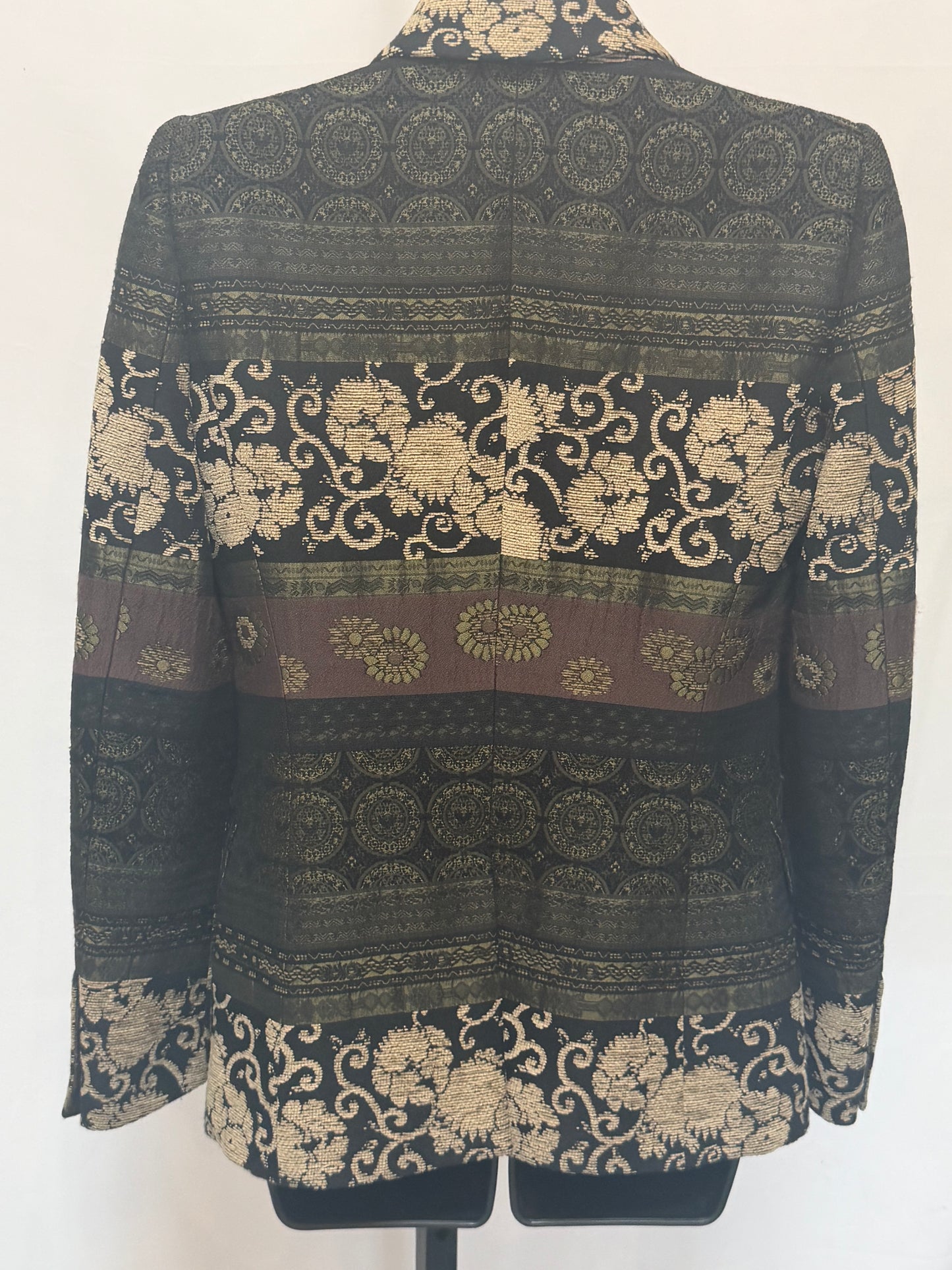 Etro Green Beige Maroon Paisley Printed Single Button Blazer