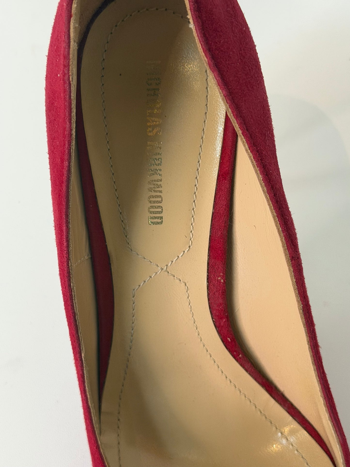 Nicholas Kirkwood Suede Red Pointed Toe Heels
