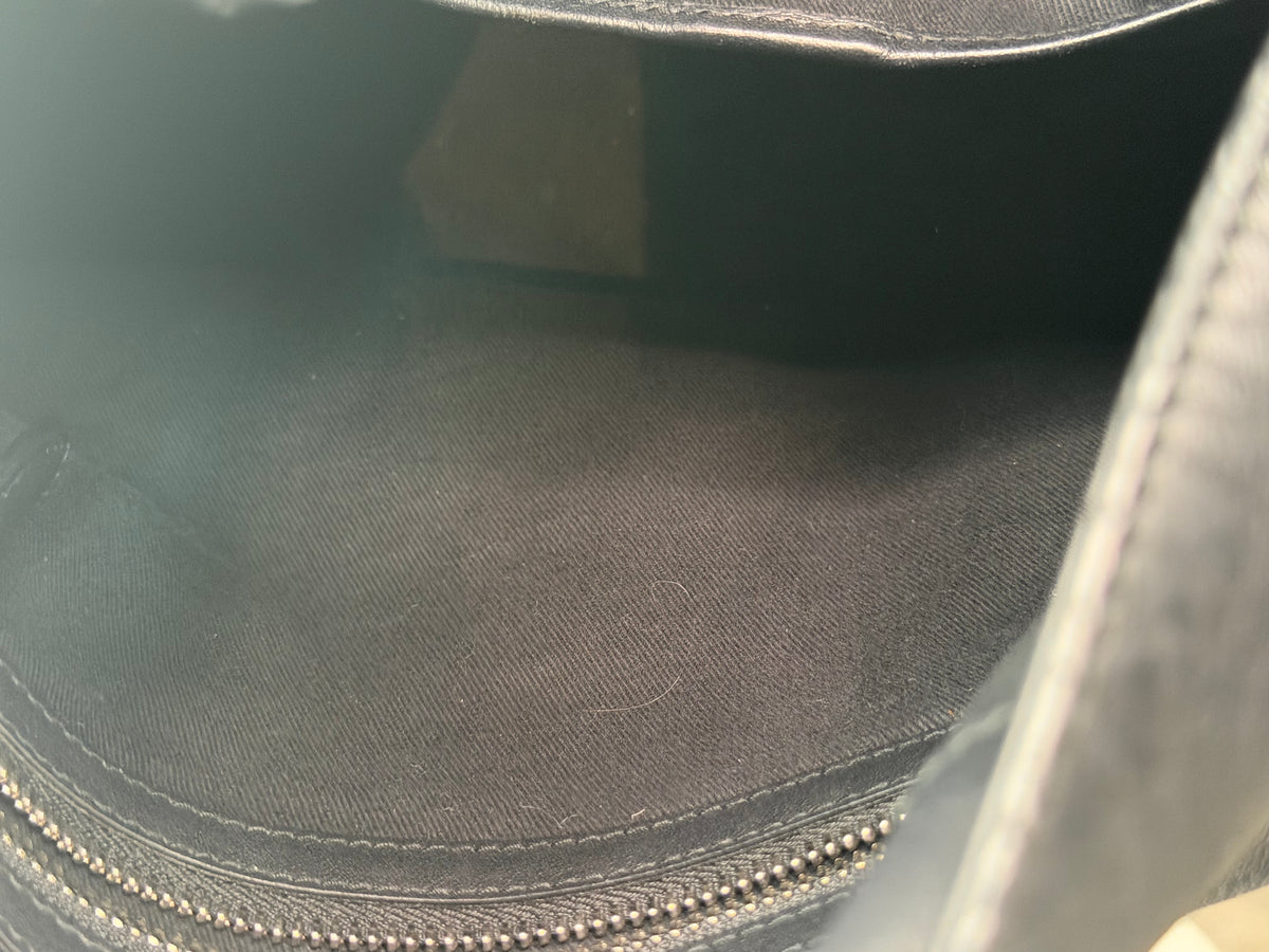 Ralph Lauren Black Leather w Brown Leather Belt Strap Slouchy Shoulder Tote Bag
