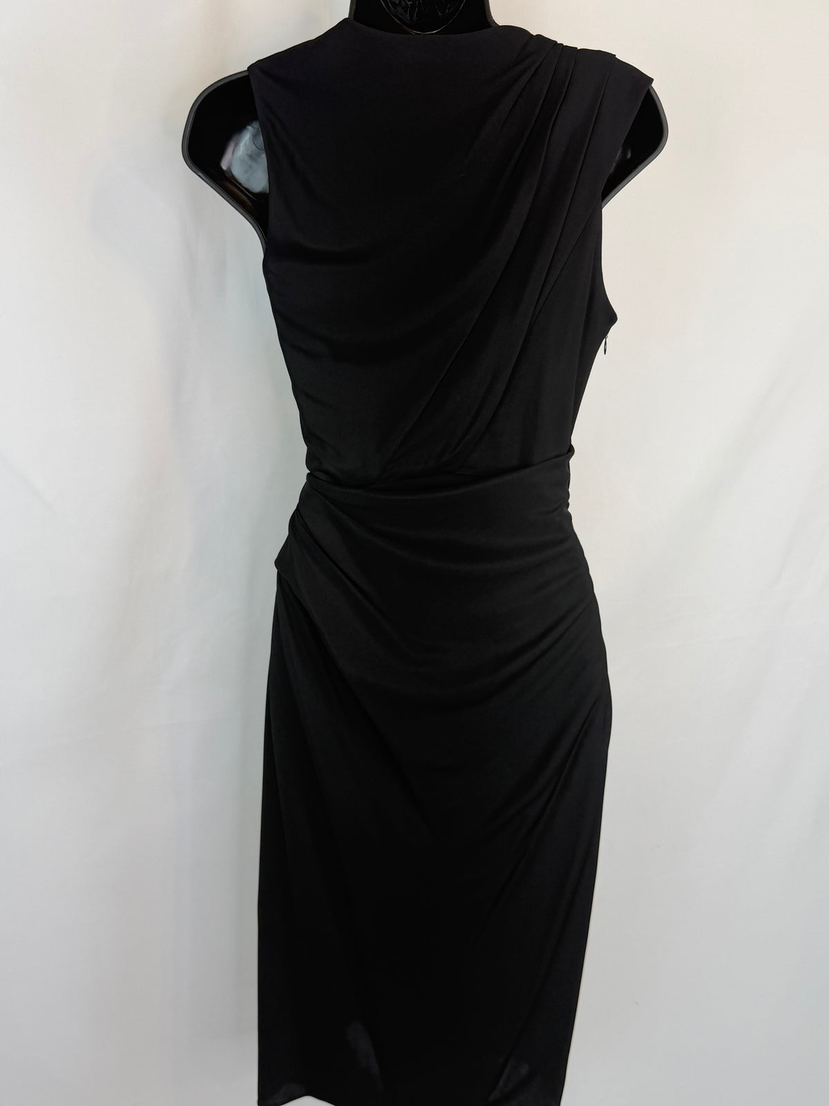 Alexander Wang Black Sleeveless Drape & Twist Side Detail Knee-Length Dress