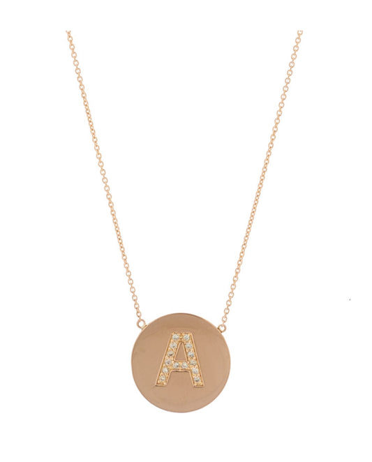 Jennifer Meyer 18k Rose Gold Diamond "M" Initial Circle Pendant Necklace