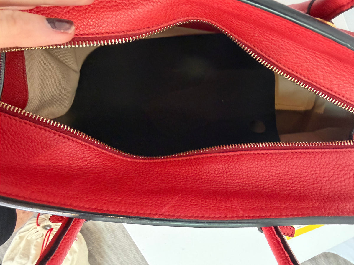 Prada Red Leather Vitello Daino Shoulder Tote Bag
