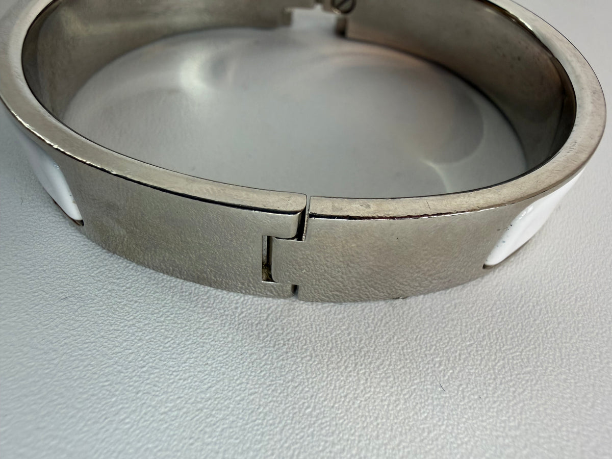 Hermes Clic H White & Palladium Bracelet