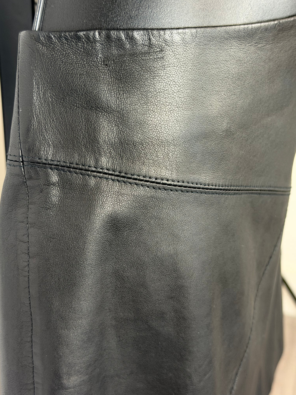 RTA Black Lambskin Leather Mini Skirt