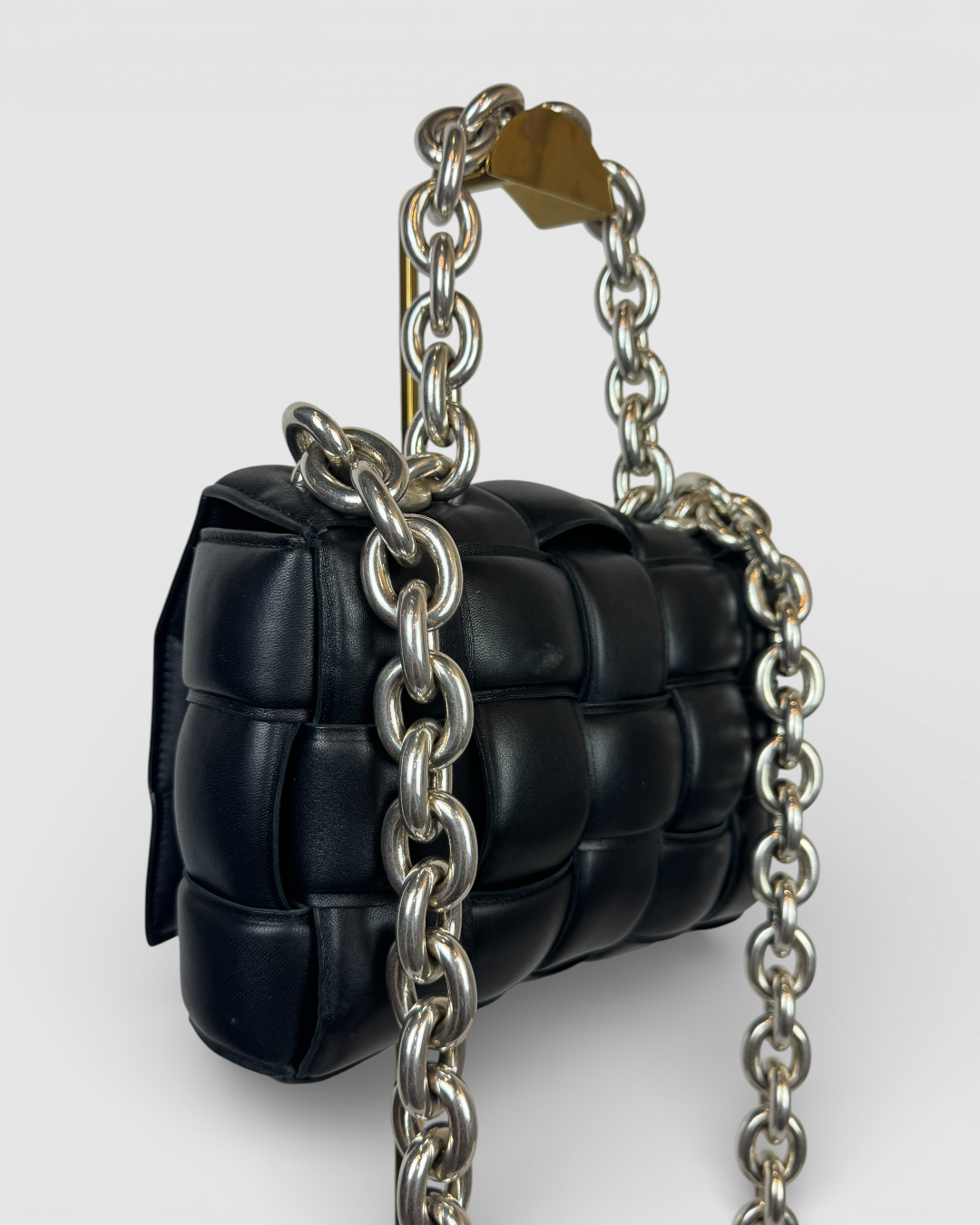Bottega Veneta Black Intrecciato Chain Padded Cassette Bag