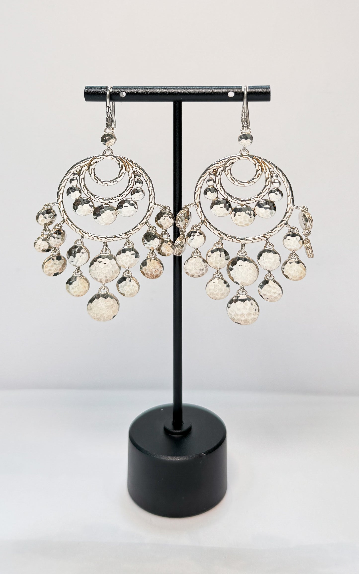 John Hardy Sterling Silver Palu Silver Disc Chandelier Earrings
