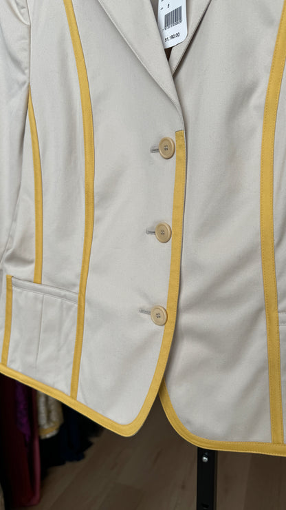 Akris Punto Beige & Yellow Stripe Button Up Collared Jacket NWT