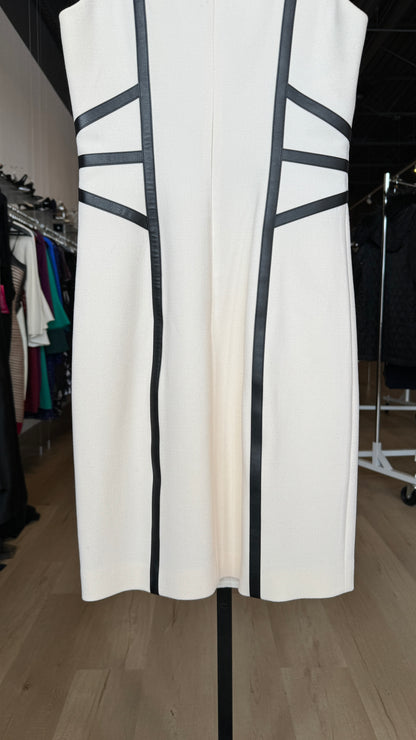 Michael Kors Wool Scoop Neck White w/ Black Piping Dress NWT